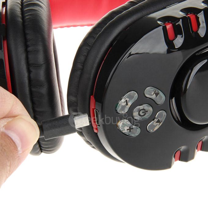 VYKON Professional Wireless Bluetooth Gaming Headphone HIFI Music Headset with Microphone - Black+Red