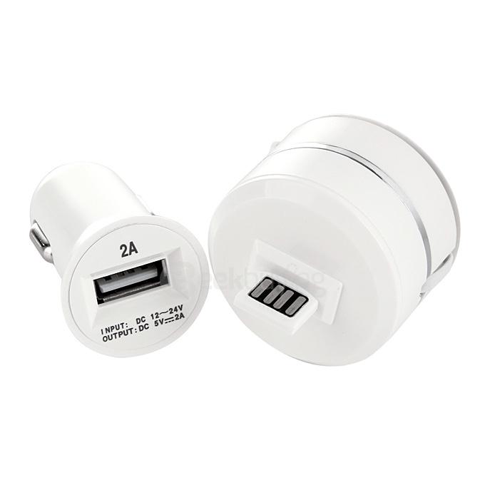 Mini 3-in-1 Pull-out Extensible Charging Cable & Car Charger for iPhone 4/ iPhone 5/ iPhone 6 and More - White