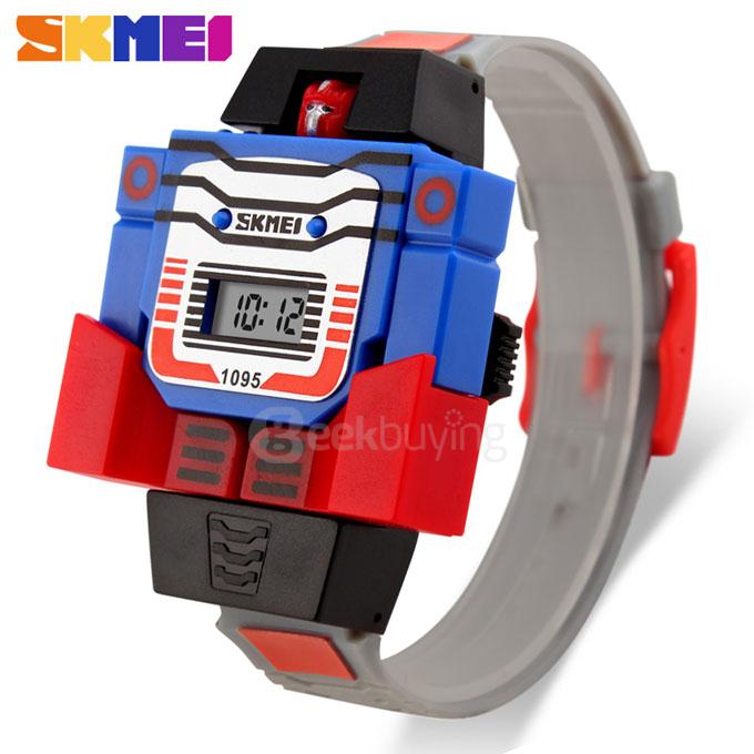 SKMEI 1095 Detachable Transformers Cartoon Robot Toys Watch LED Digital Children Kids Sports Electronic Watch - Gray