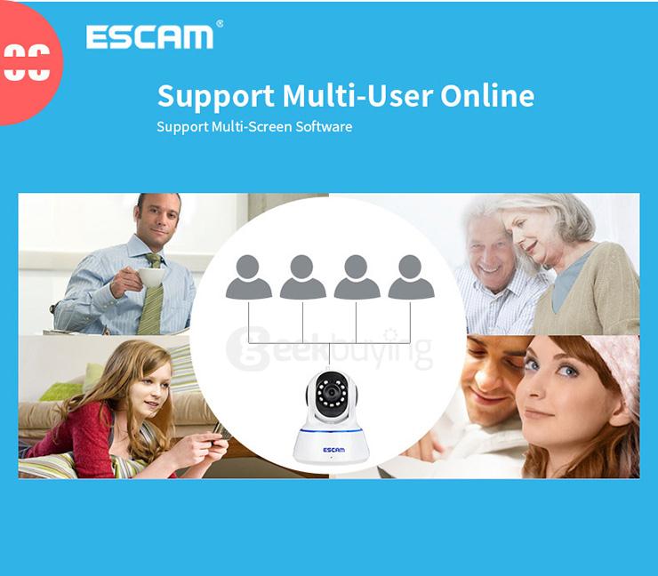 ESCAM QF002 WiFi 720P Smart Wireless Webcam Security Camera - White
