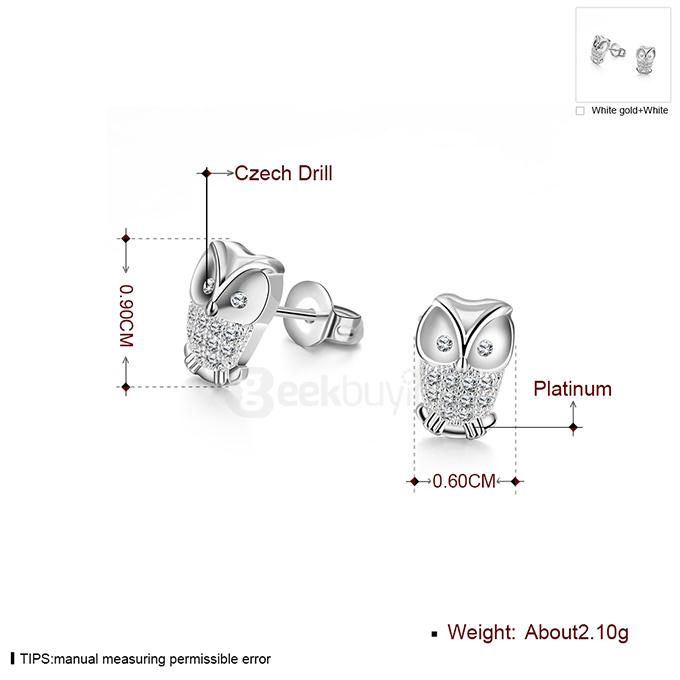 AKE001 K Gold Fashion Owl Earrings
