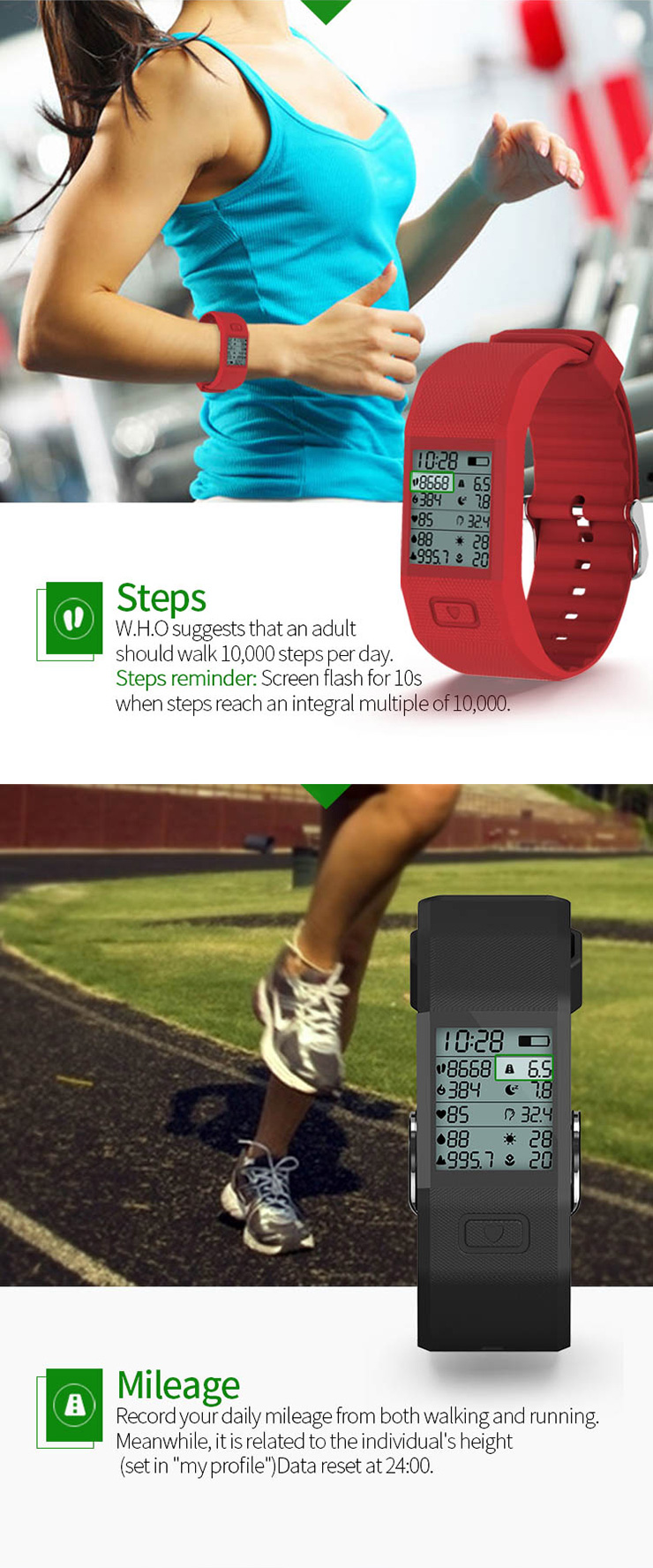 Hesvit S3 BT4.0 Smart Bracelet Watch with Fitness Tracker Automatic Activity Tracker for Andriod iOS - Red