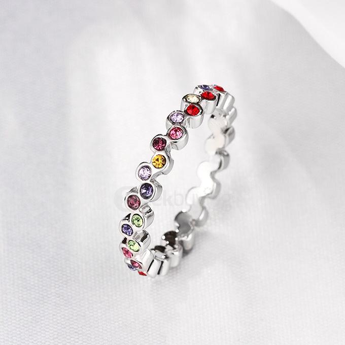 AKR043-B-7 Size 7 Platinum Plated Zircon Diamond Ring