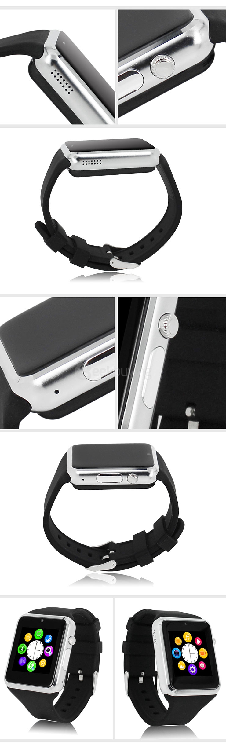ZGPAX S79 Smart Watch Phone 1.54 Inch Touch Screen MTK6260 Bluetooth3.0 1.3MP Cam FM 2G Micro USB Handfree - Black