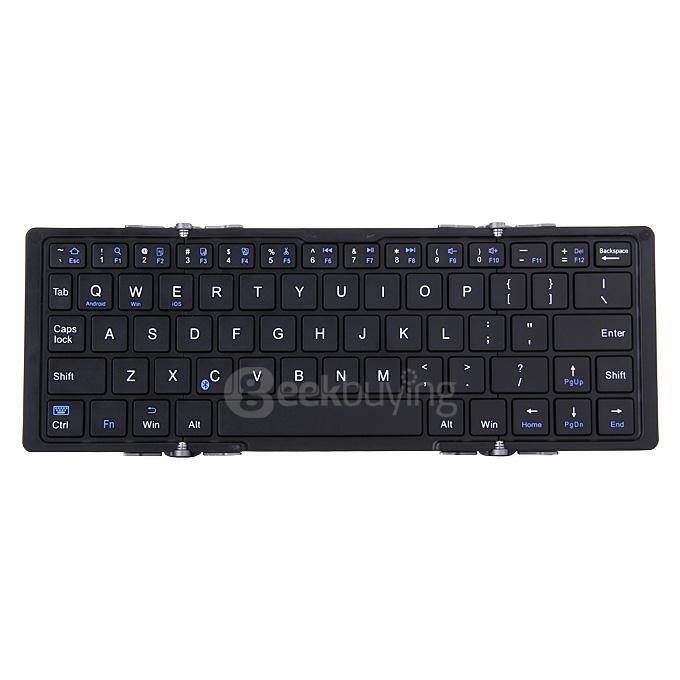 Universal Folding Mini Bluetooth 3.0 Keyboard with Metal Protective Case for Android Windows iOS Smartphones Tablets - Silver+Black