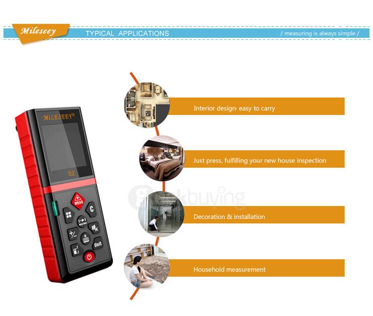 Mileseey S2 100m Handheld Rangefinder Laser Distance Meter Digital Laser Range Finder