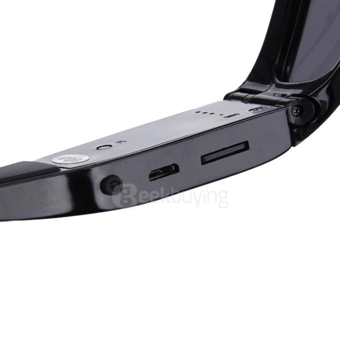 MS4 Polarized UV400 Bluetooth Sunglasses HD 720P Camera Video Recoder with 8GB SD Card - Black