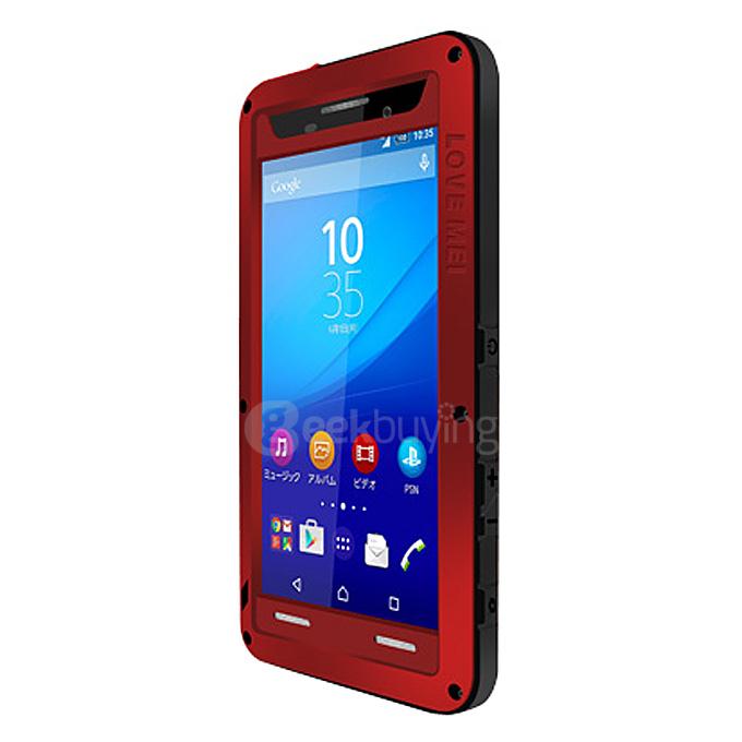 Lovemei Aluminum Powerful Shockproof Gorilla Glass Metal Case Protective Cover for SONY Xperia M5 - Red