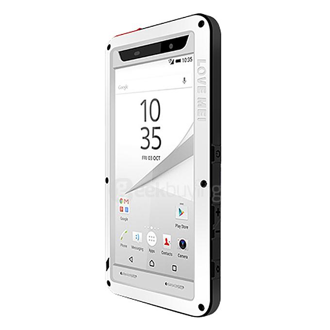 Lovemei Aluminum Powerful Shockproof Gorilla Glass Metal Case Protective Cover for SONY Xperia Z5 Compact 4.6inch - White