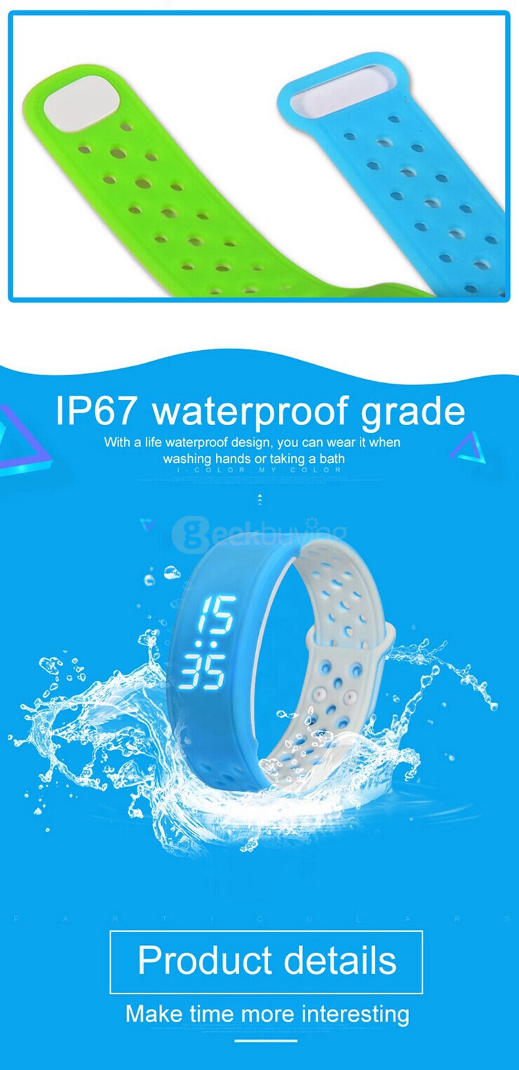 W9 Smart Bracelet Bluetooth 4.0 Wristband IP67 Waterproof Fitness Activity Tracker Pedometer Alarm Clock - Blue