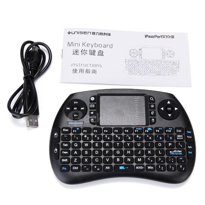 IPazzPort KP-810-21S-4 Mini 2.4GHz Bluetooth Backlit Keyboard Air Mouse Remote Control Touchpad for Android TV - Black