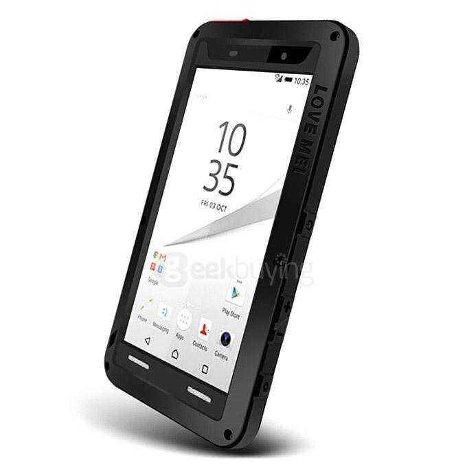 Lovemei Aluminum Powerful Shockproof Gorilla Glass Metal Case Protective Cover for SONY Xperia Z5 Premium 5.5inch - Black