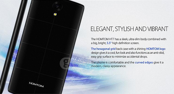 HOMTOM HT7 5.5inch HD Screen MT6580A Quad Core Smartphone Android 5.1 1GB RAM 8GB ROM 3000mAh Smart Wake - Black