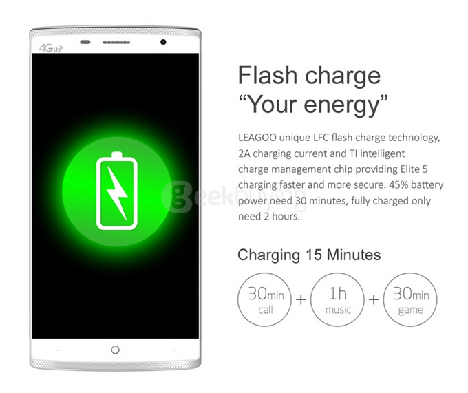 LEAGOO Elite 5 5.5inch 64bit 4G FDD-LTE Android 5.1 Smartphone MTK6735 Quad Core 2GB 16GB 13.0MP OTG - Yellow