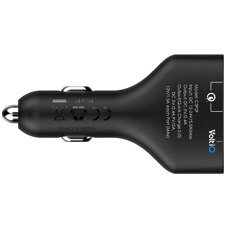 Tronsmart Quick Charge 2.0 VoltIQ 3 Ports 48W Rapid Car Charger for Samsung Galaxy HTC Sony Xiaomi LG Motorola - Black