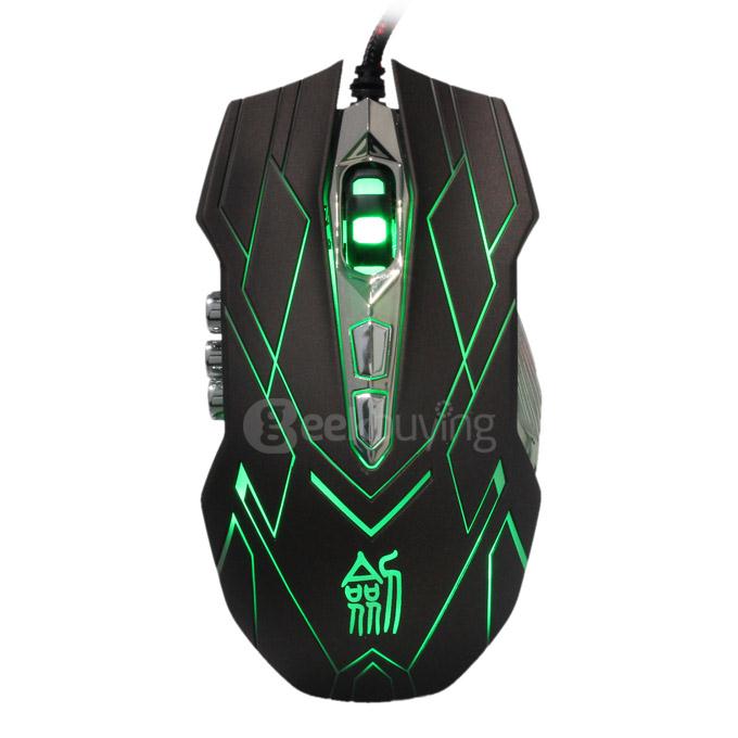 Jianshengyizu JS-X9 10 Key 500-1200-2400-3200DPI 4 Modes USB Wired LED Gaming Mouse - Brown Black
