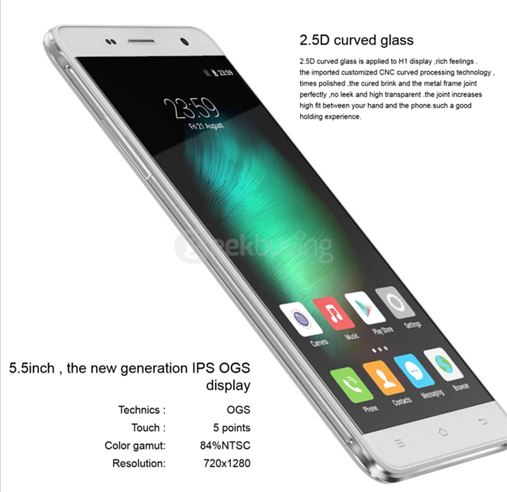 CUBOT H1 5.5inch IPS HD 4G FDD-LTE Android 5.1 2GB 16GB Smartphone 64bit MT6735P Quad Core 5200mAh Battery - Gold