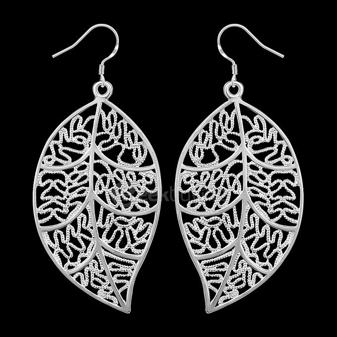 Simple Silver Leaf Shape Earrings Ear Pendants