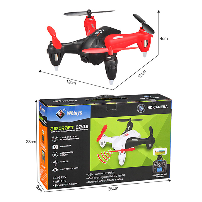 WLtoys Q242K UFO WIFI FPV 0.3MP Camera 2.4G 4CH 6Axis 3D Flip RC Quadcopter RTF