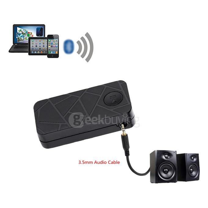 Portable Wireless Plug In Car Bluetooth Audio Music Receiver Adapter BT4.0 with 3.5mm Stereo Output - Black