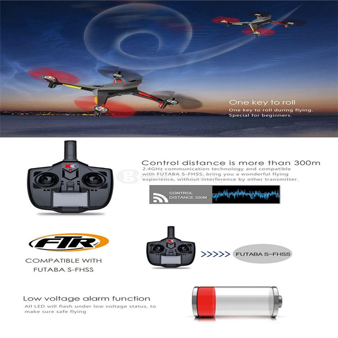 XK Alien X250 WIFI FPV 2.4G 4CH 6 Axis Gryo One Key To Roll Failsafe Futaba S-FHSS Compatible RC Quadcopter RTF