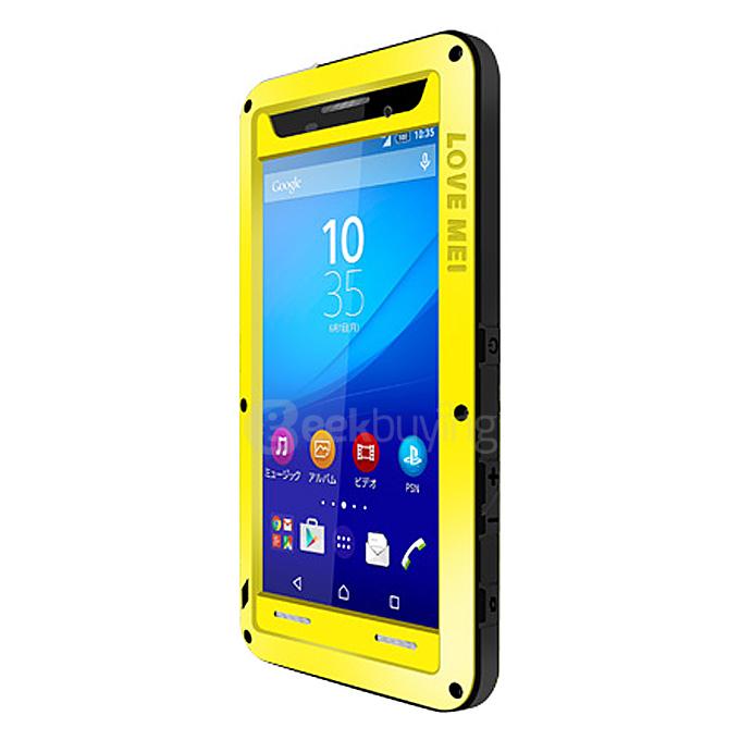 Lovemei Aluminum Powerful Shockproof Gorilla Glass Metal Case Protective Cover for SONY Xperia M5 - Yellow