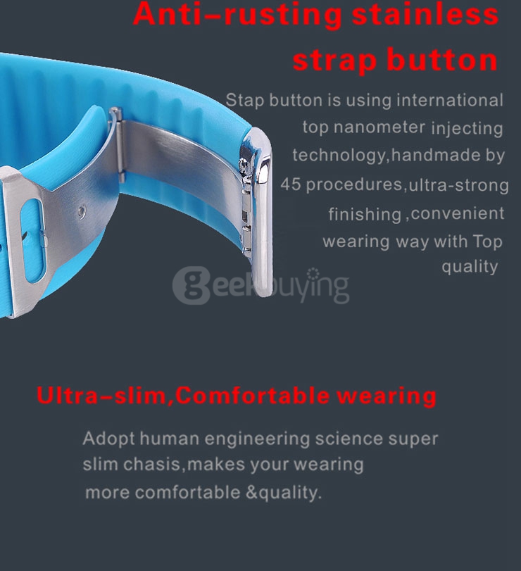 K68 Bluetooth 4.0 Smart Watch MTK2502 with Heart Rate Monitor Sleep Fitness Tracker Anti-Lost Compass Remote Control for Android iOS - Blue