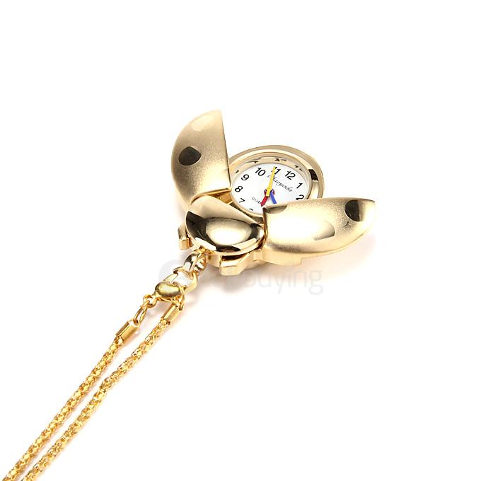 Fashion Qute Beetle Watch Key Chain Necklace Pocket Pendant Quartz Watch for Children Girls - Golden