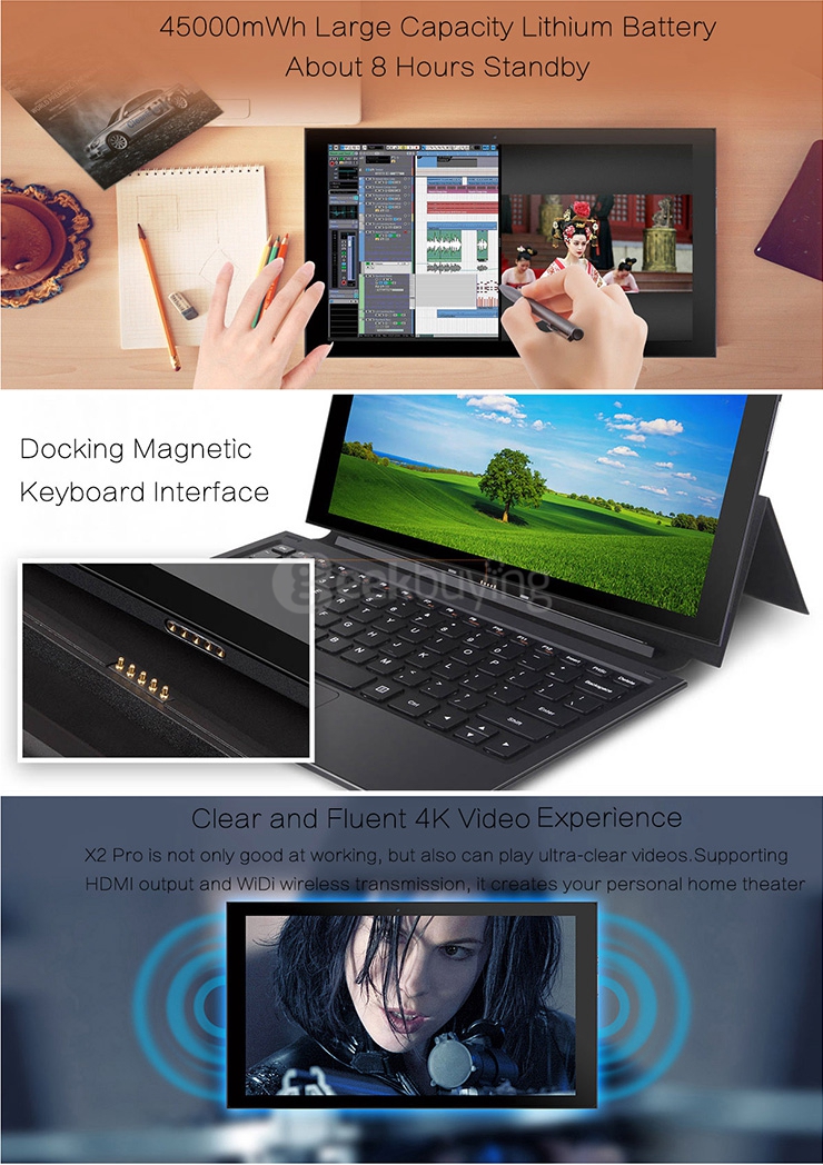 Teclast X2 Pro 2in1 Ultrabook Tablet PC 11.6 inch Windows10 4GB/64GB Tablet PC Intel Core M Dual Core 2.0GHz IPS 1920*1080 HDMI - Black