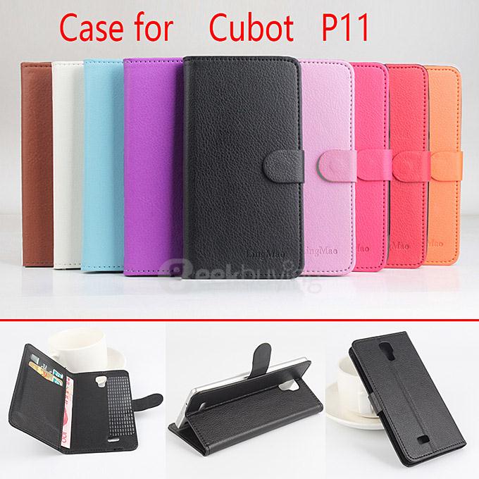 Litchi Texture Protective Hard Cover Flip Stand Leather Case for Cubot P11 Smartphone - White