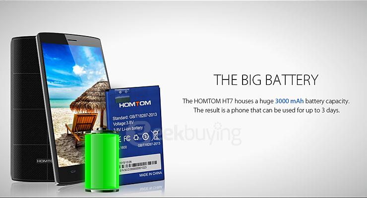 HOMTOM HT7 5.5inch HD Screen MT6580A Quad Core Smartphone Android 5.1 1GB RAM 8GB ROM 3000mAh Smart Wake - Black