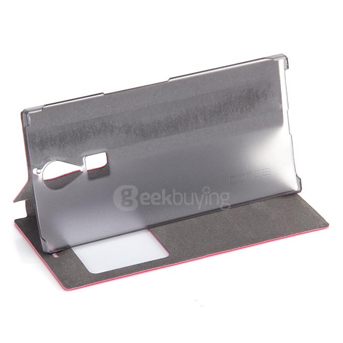 Protective Hard Cover Flip Stand Leather Case for DOOGEE F5/F5 PRO Smartphone - Rose