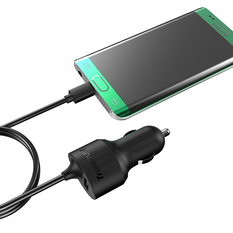 Tronsmart Quick Charge 2.0 VoltIQ 2 Ports 30W Rapid Car Charger for Samsung Galaxy HTC Sony Xiaomi LG Motorola - Black