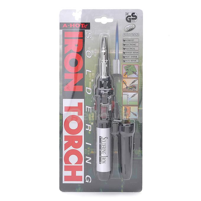 A-HOT PT-500 1300 Degrees Butane Gas Brazing Iron Soldering Iron 15mL - Black + Silver