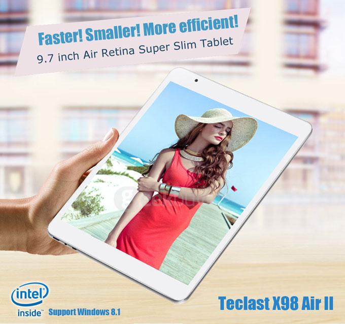 Teclast X98 Air II Android 4.4 9.7 Inch 2GB/32GB Tablet PC Intel Z3736F Quad Core 2.16GHz IPS 2048*1536 HDMI - White