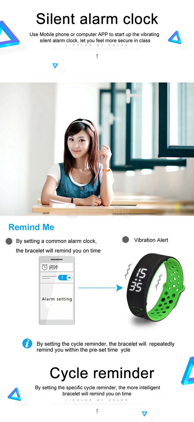 W9 Smart Bracelet Bluetooth 4.0 Wristband IP67 Waterproof Fitness Activity Tracker Pedometer Alarm Clock - Orange