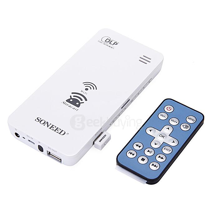 SONEED SP-1200W Wi-Fi Mini Multimedia DLP Projector 2500mAh Power Bank EZcast EZMirror EZair for iOS Android Mac Windows