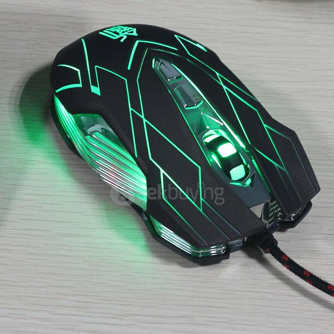 Jianshengyizu JS-X9 10 Key 500-1200-2400-3200DPI 4 Modes USB Wired LED Gaming Mouse - Brown Black