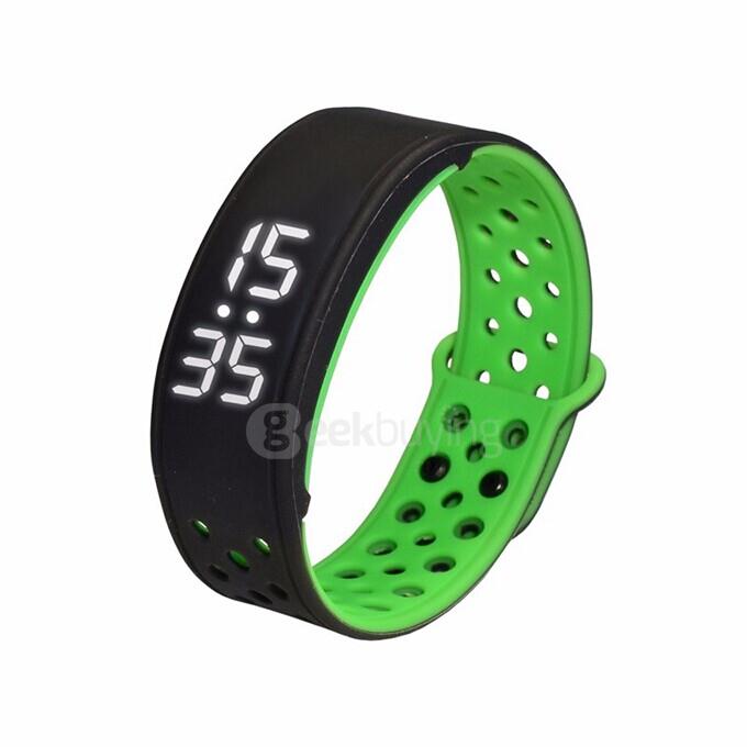 W9 Smart Bracelet Bluetooth 4.0 Wristband IP67 Waterproof Fitness Activity Tracker Pedometer Alarm Clock - Black Green