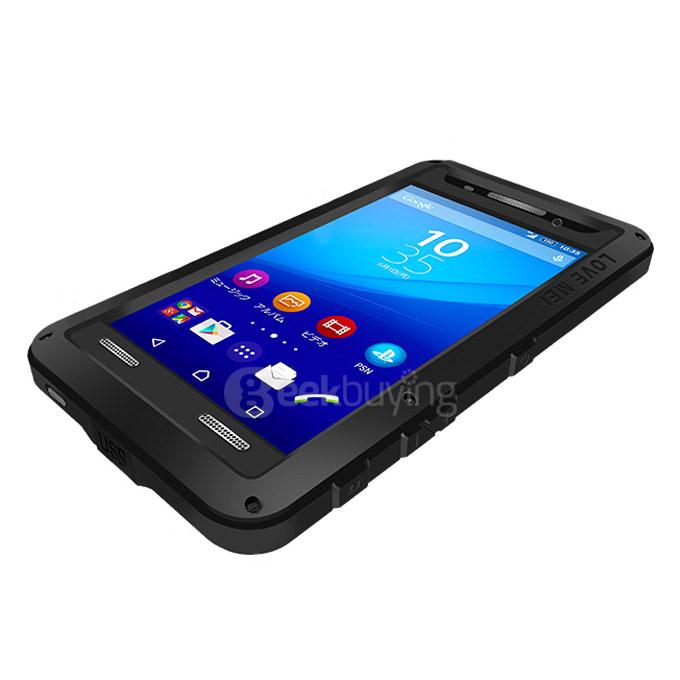 Lovemei Aluminum Powerful Shockproof Gorilla Glass Metal Case Protective Cover for SONY Xperia M5 - Black