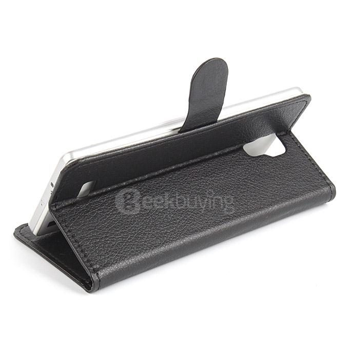 Litchi Texture Protective Hard Cover Flip Stand Leather Case for Cubot P11 Smartphone - Black