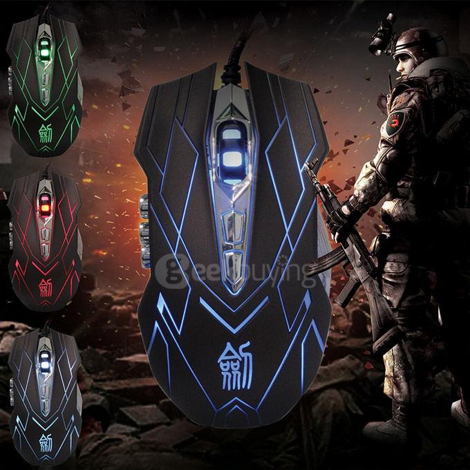Jianshengyizu JS-X9 10 Key 500-1200-2400-3200DPI 4 Modes USB Wired LED Gaming Mouse - Brown Black