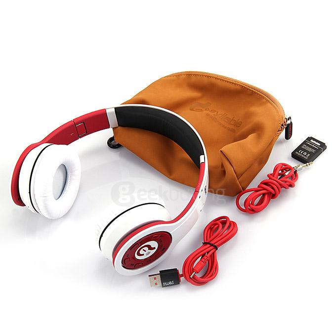 Syllable G08 Folding Design Wireless Bluetooth Stereo Headphones w/ Mic - White