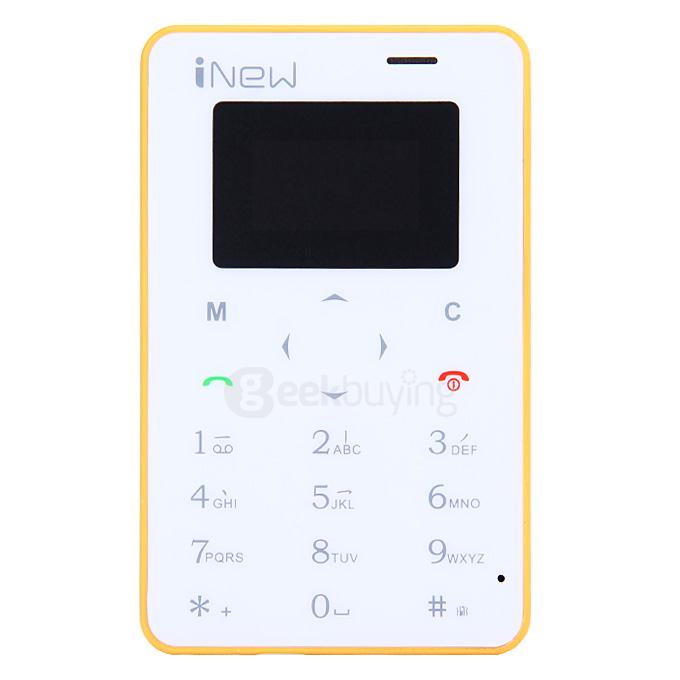 iNEW Mini1 5.3mm Ultra Thin Slim 0.96 inch MT6261D Single Core Mini Pocket Card Cell Phones Bluetooth - Yellow