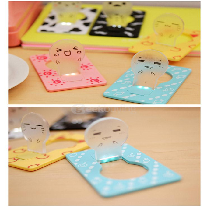 Ultra Slim Folding Card Lamp Funny LED Cartoon Image Pocket Bulb / Wallet Card Light Christmas Gift - Blue