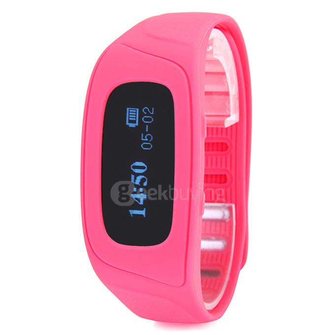 SWB02B Bluetooth 4.0 Sports Smart Bracelet OLED Display Screen with Pedometer Sleep Monitor Alarm for Android iOS - Rose