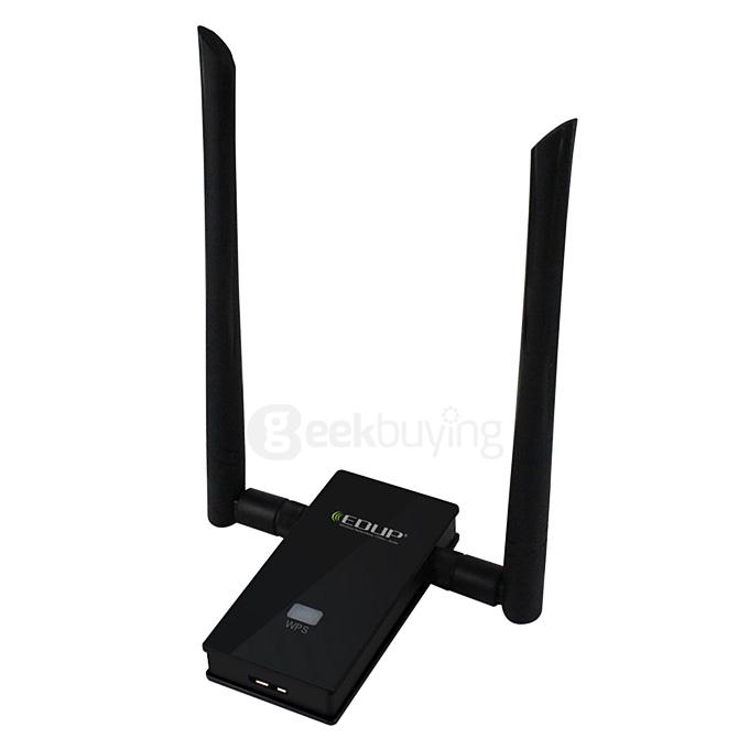 EDUP EP-AC1605 802.11AC 1200Mbps Dual-Band 2.4GHz/5.8GHz USB3.0 Wireless Adapter with 2 Detachable Antennas - Black