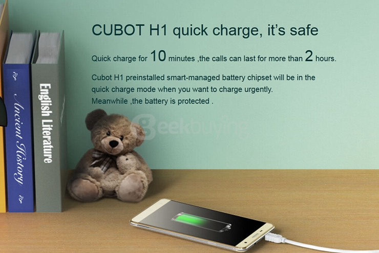 CUBOT H1 5.5inch IPS HD 4G FDD-LTE Android 5.1 2GB 16GB Smartphone 64bit MT6735P Quad Core 5200mAh Battery - Gold