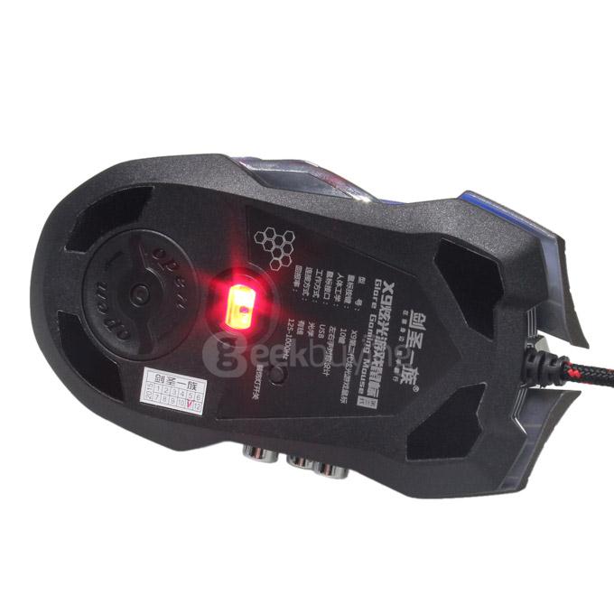 Jianshengyizu JS-X9 10 Key 500-1200-2400-3200DPI 4 Modes USB Wired LED Gaming Mouse - Brown Black