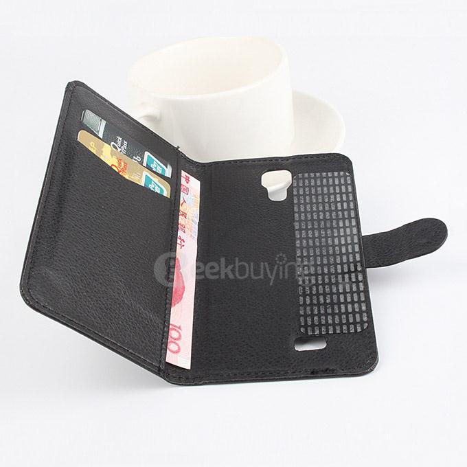 Litchi Texture Protective Hard Cover Flip Stand Leather Case for Cubot P11 Smartphone - Black
